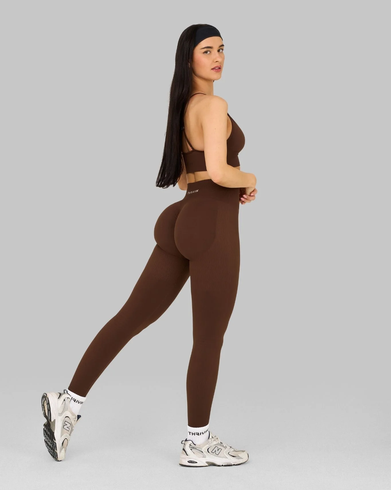 Elevate™ Ribbed High-Waisted Contour Leggings | Bourbon Brown - Image 3