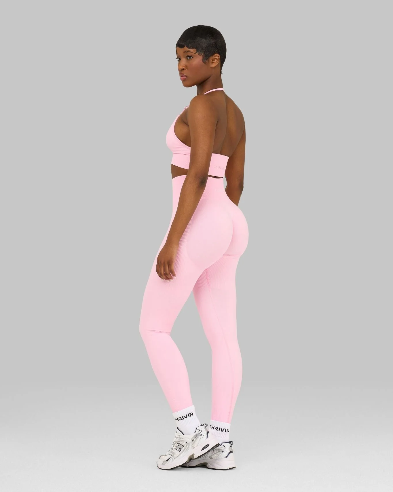 Elevate™ Ribbed High-Waisted Contour Leggings | Candy Pink - Image 3