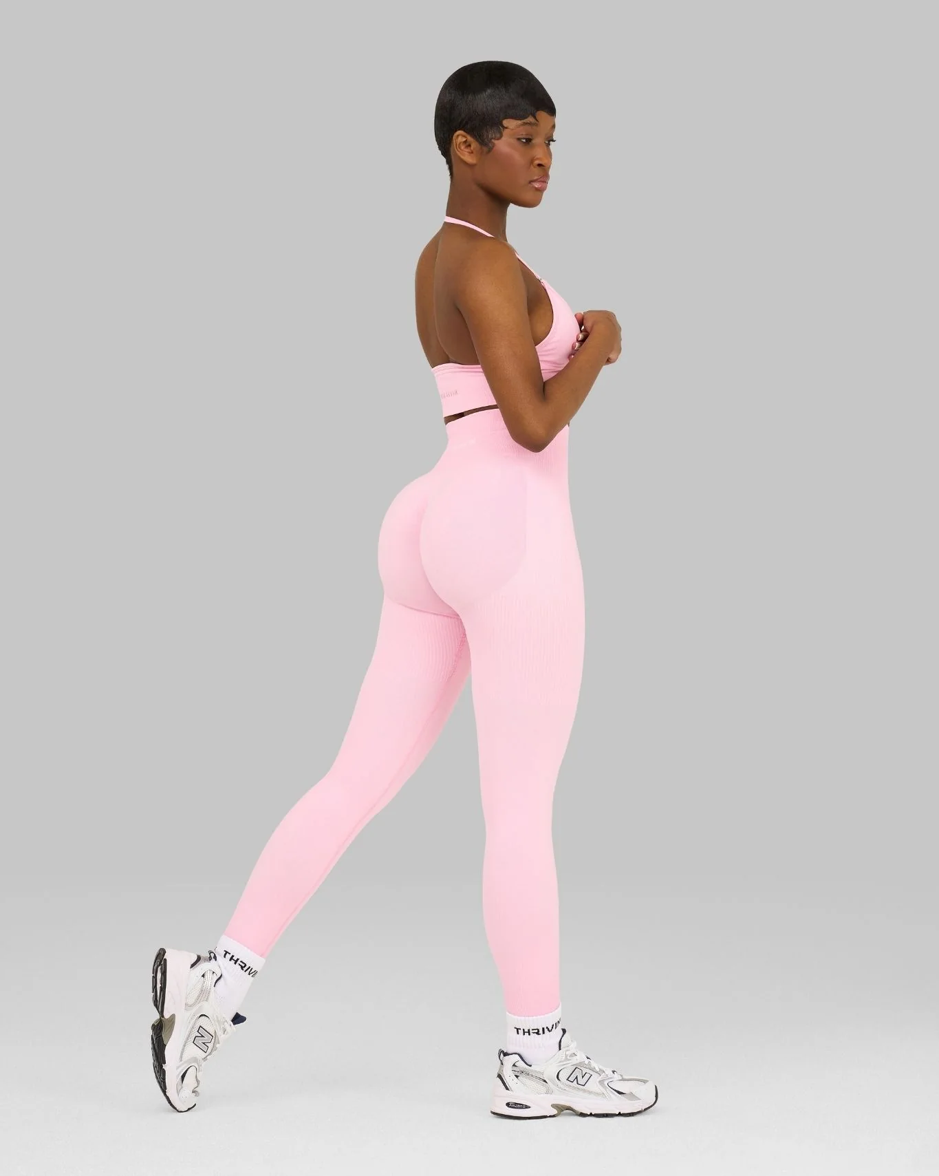 Elevate™ Ribbed High-Waisted Contour Leggings | Candy Pink - Image 4
