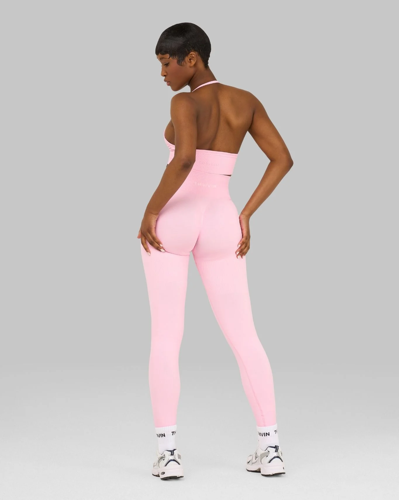 Elevate™ Ribbed High-Waisted Contour Leggings | Candy Pink - Image 5