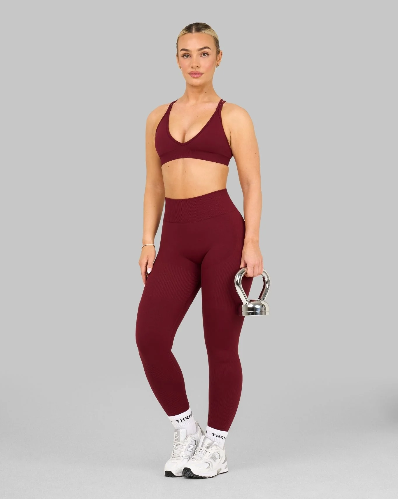 Elevate™ Ribbed High-Waisted Contour Leggings | Fine Wine - Image 5