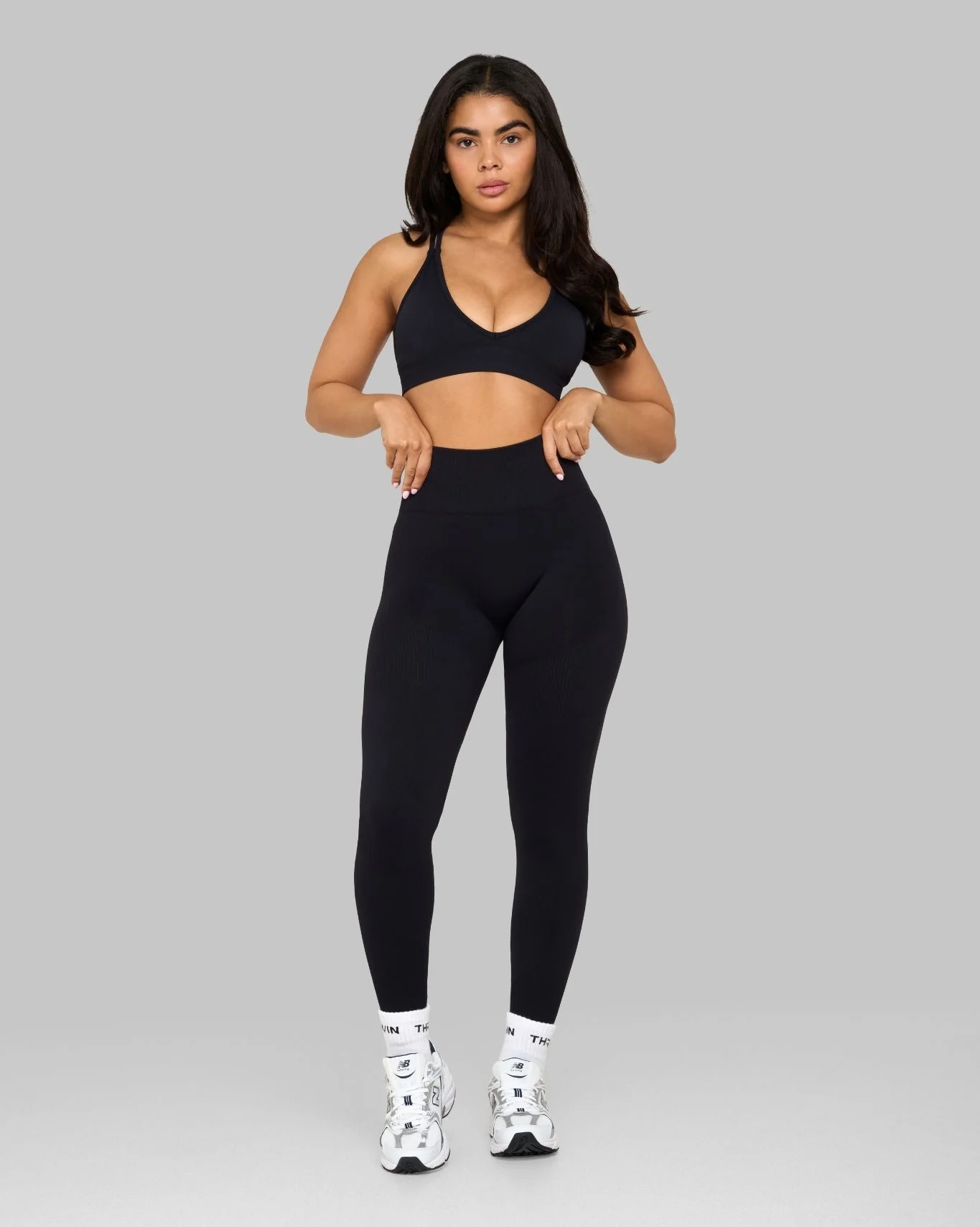 Elevate™ Ribbed High-Waisted Contour Leggings | Night Black - Image 5