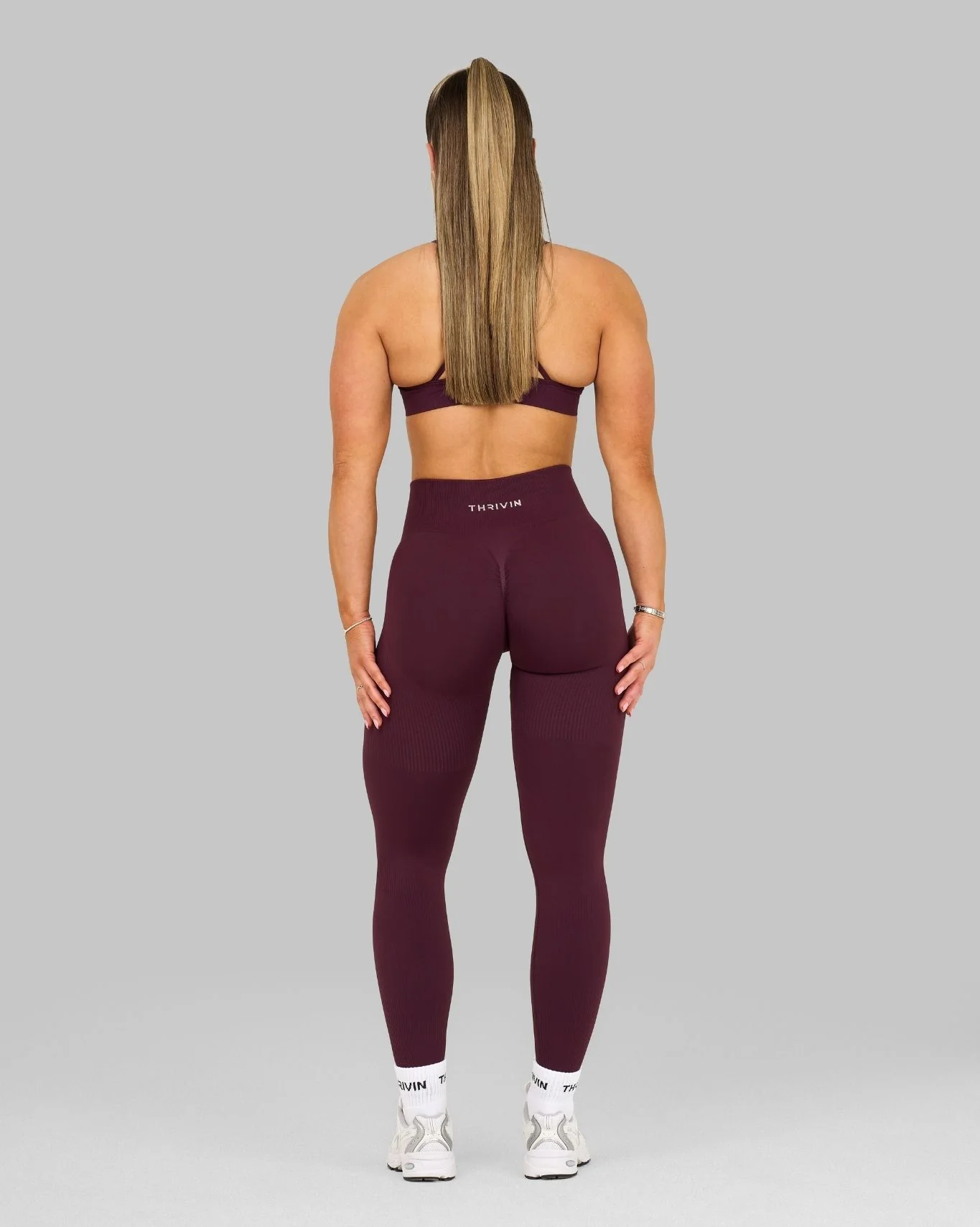 Elevate™ Ribbed High-Waisted Contour Leggings | Winter Plum - Image 4