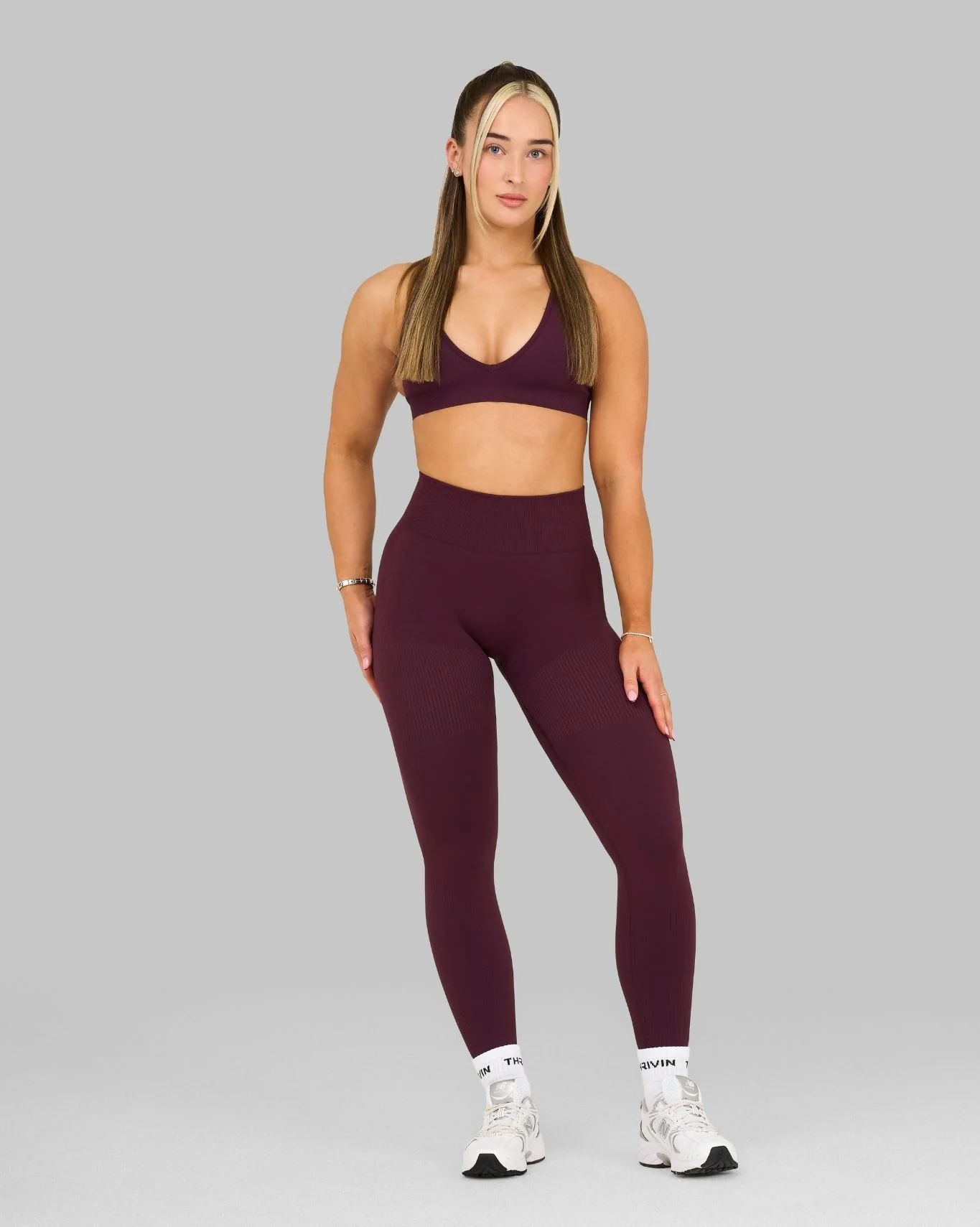 Elevate™ Ribbed High-Waisted Contour Leggings | Winter Plum - Image 5