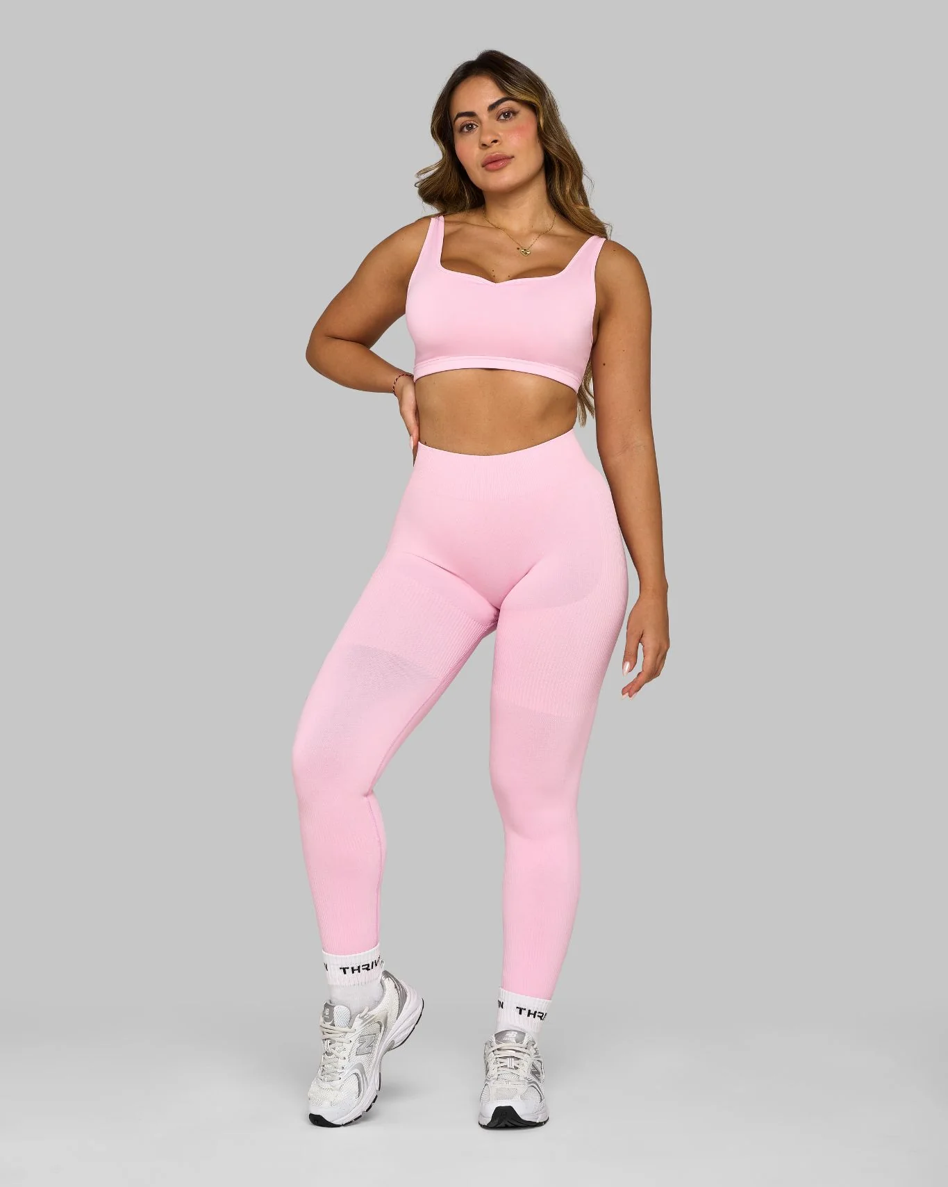 Elevate™ Ribbed Mid-Waisted Contour Leggings | Candy Pink - Image 4