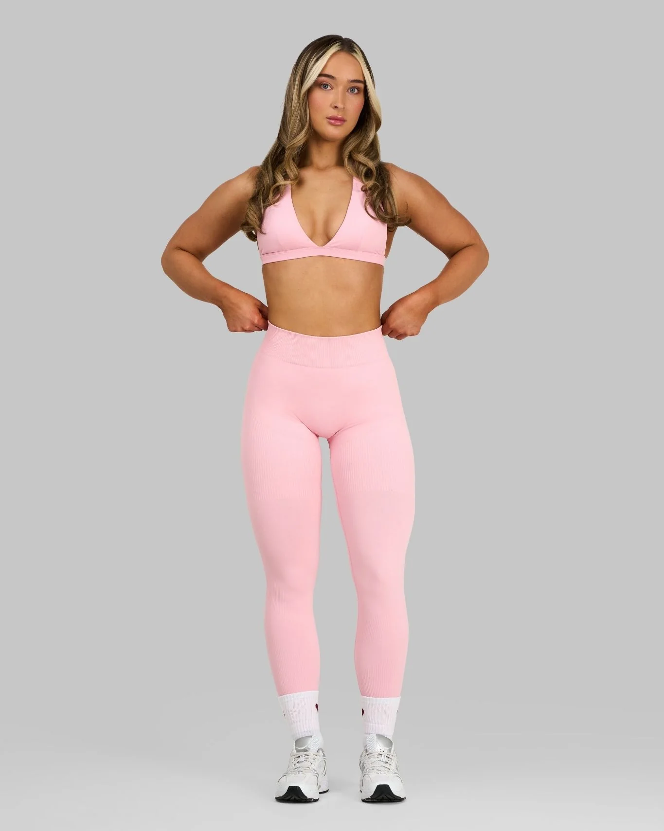Elevate™ Ribbed Mid-Waisted Contour Leggings | Cotton Pink - Image 4