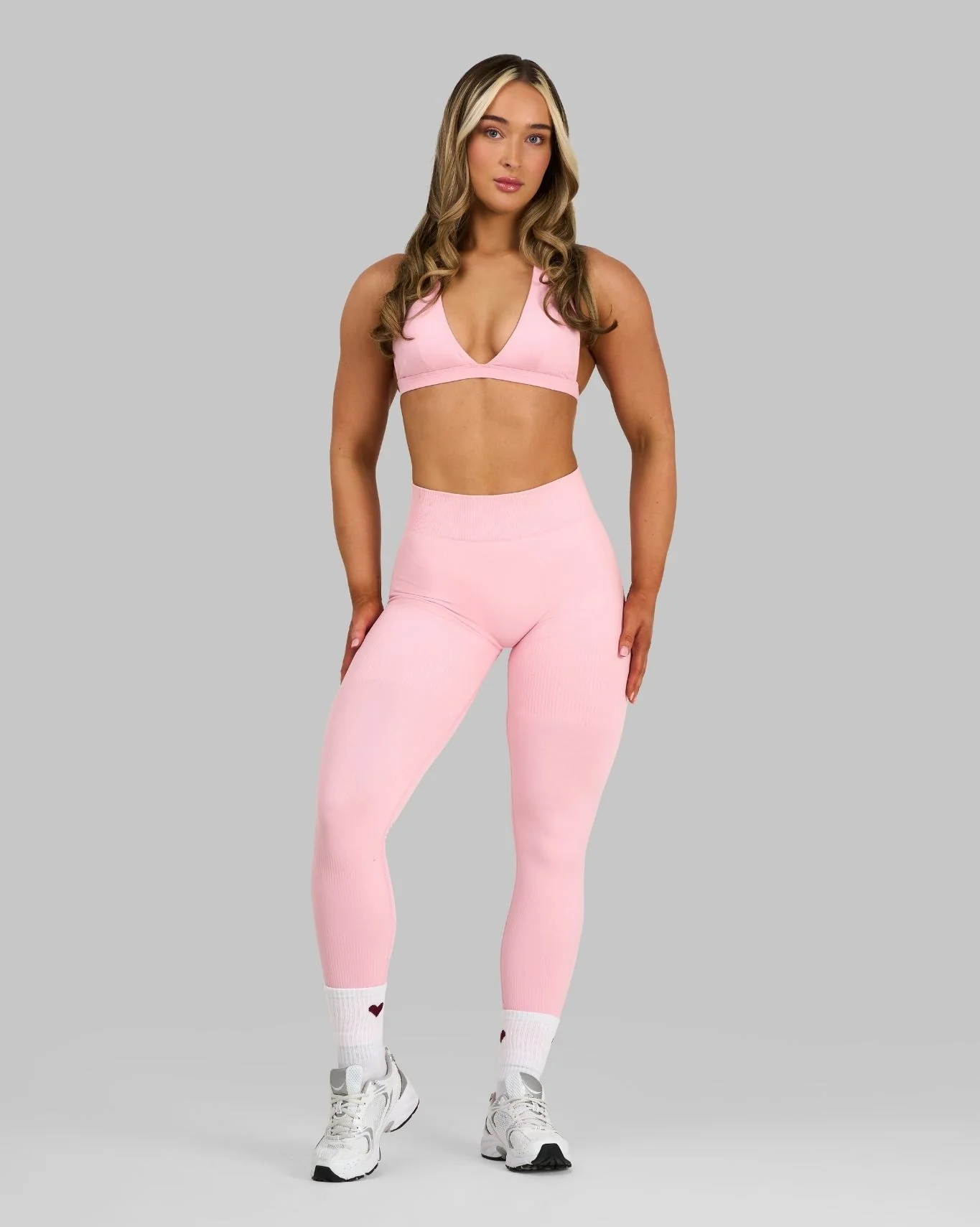 Elevate™ Ribbed Mid-Waisted Contour Leggings | Cotton Pink - Image 6