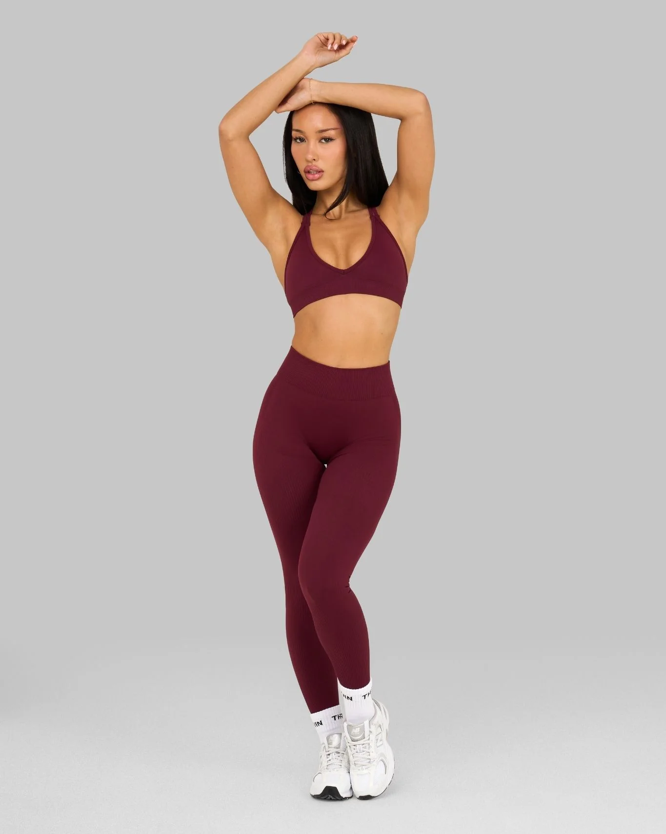 Elevate™ Ribbed Mid-Waisted Contour Leggings | Cranberry - Image 3