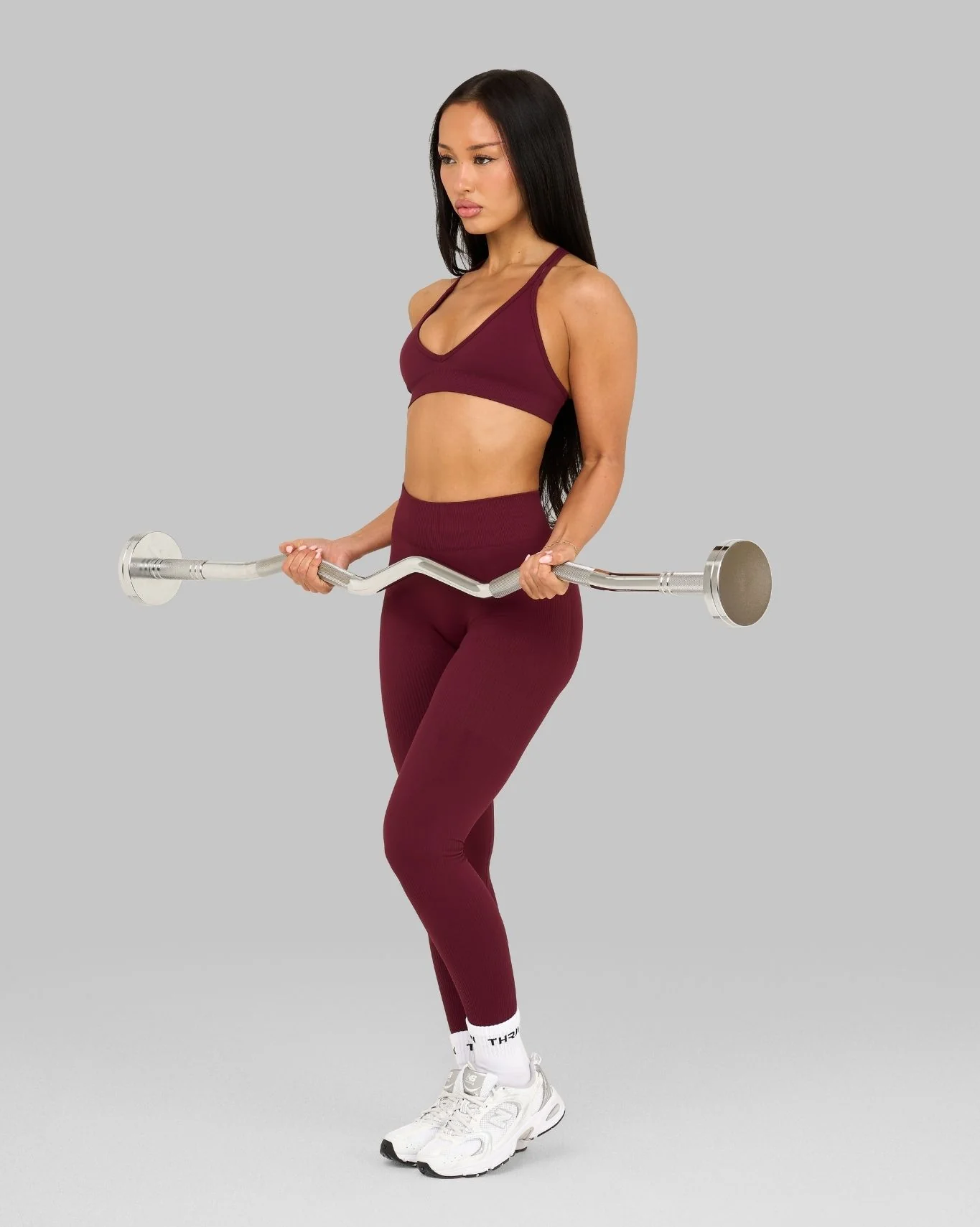 Elevate™ Ribbed Mid-Waisted Contour Leggings | Cranberry - Image 4