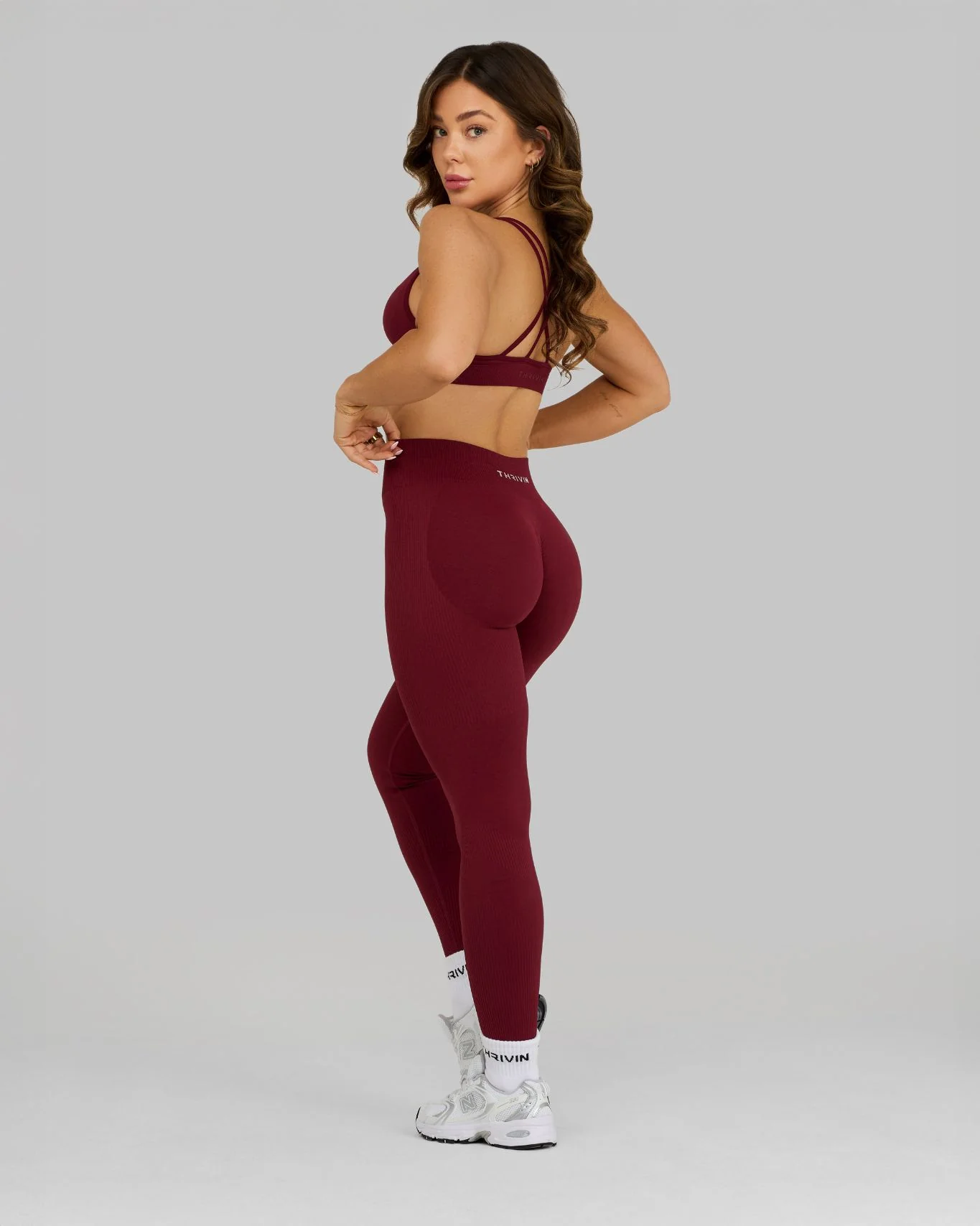 Elevate™ Ribbed Mid-Waisted Contour Leggings | Fine Wine - Image 4