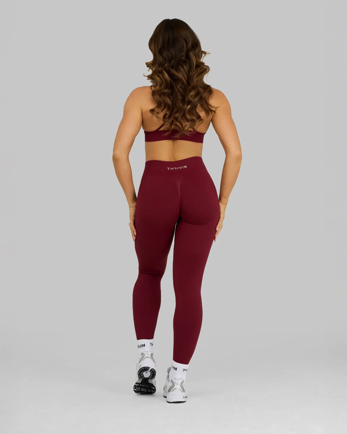 Elevate™ Ribbed Mid-Waisted Contour Leggings | Fine Wine - Image 5