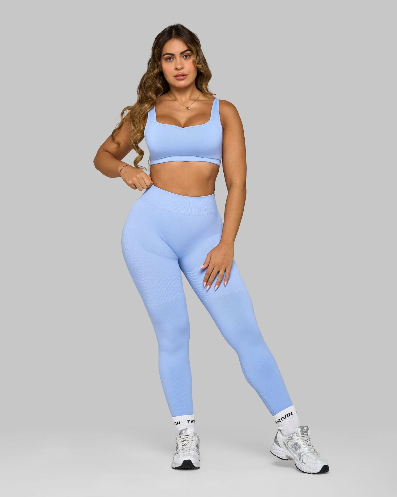 Elevate™ Ribbed Mid-Waisted Contour Leggings | Glacier - Image 4