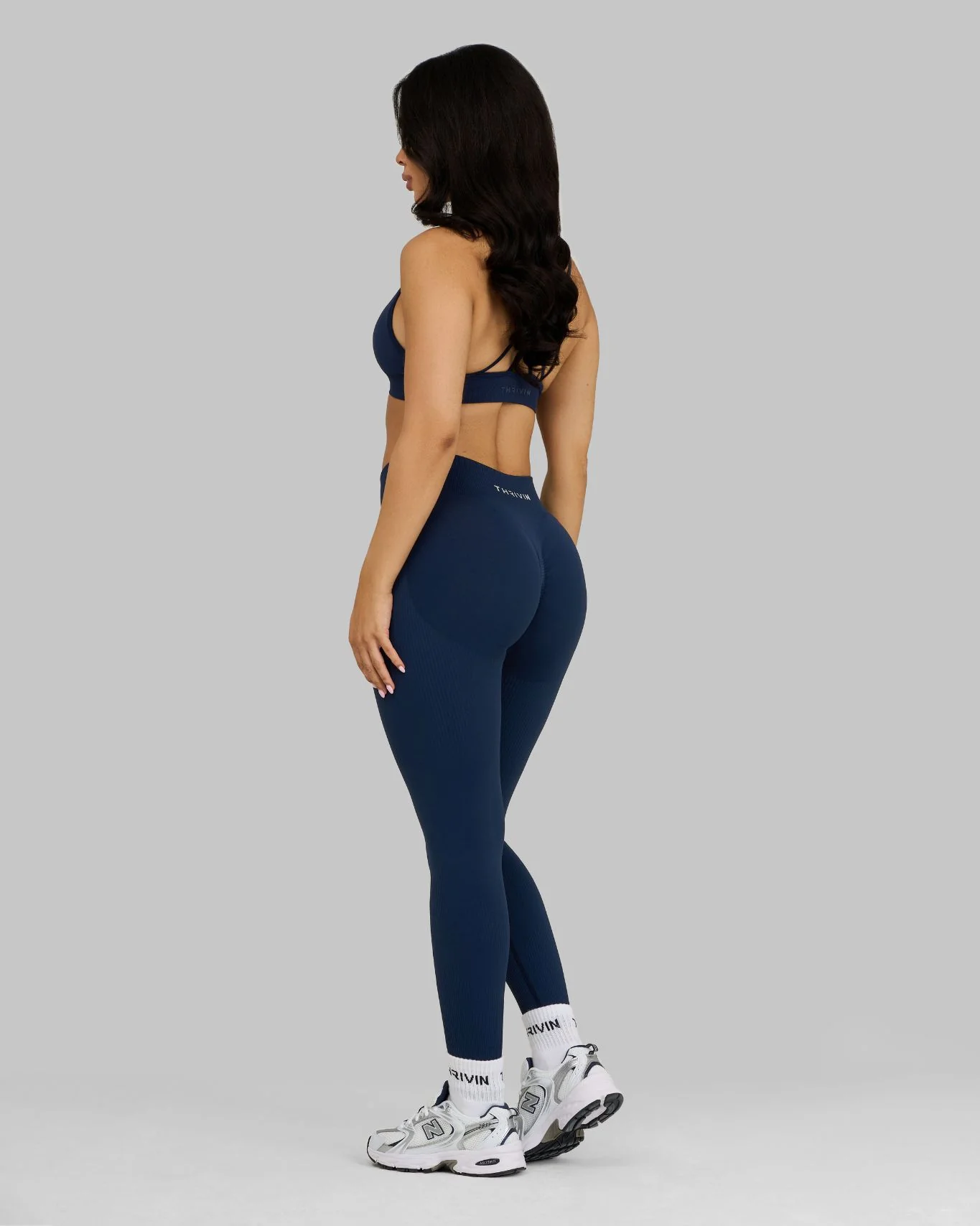 Elevate™ Ribbed Mid-Waisted Contour Leggings | Midnight Navy - Image 3