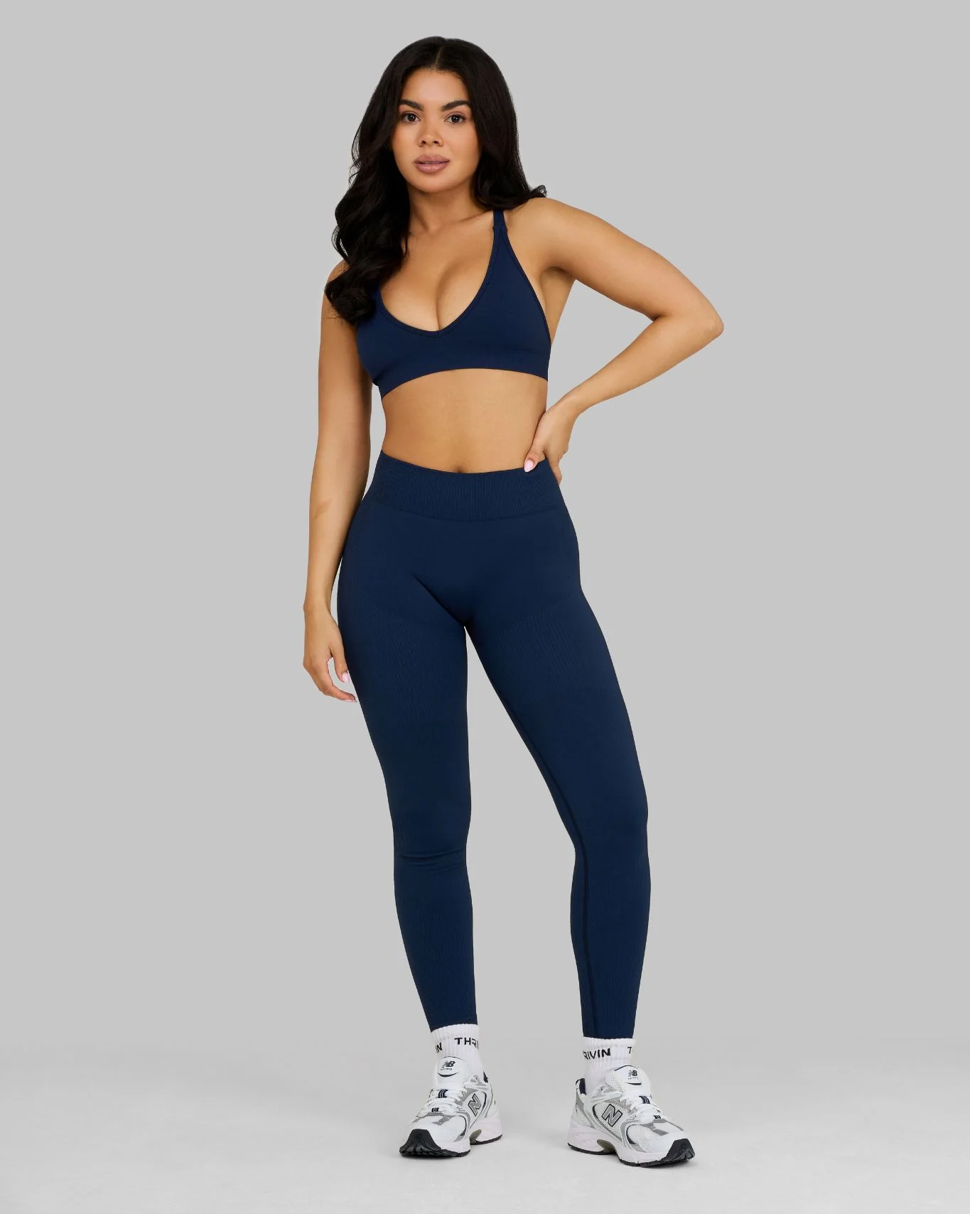 Elevate™ Ribbed Mid-Waisted Contour Leggings | Midnight Navy - Image 5