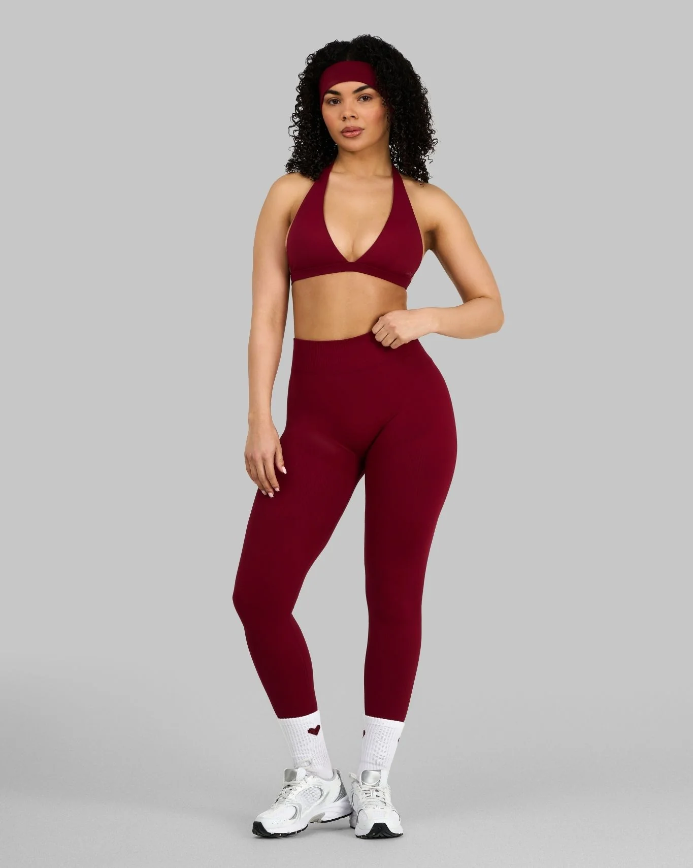 Elevate™ Ribbed Mid-Waisted Contour Leggings | Raspberry - Image 3