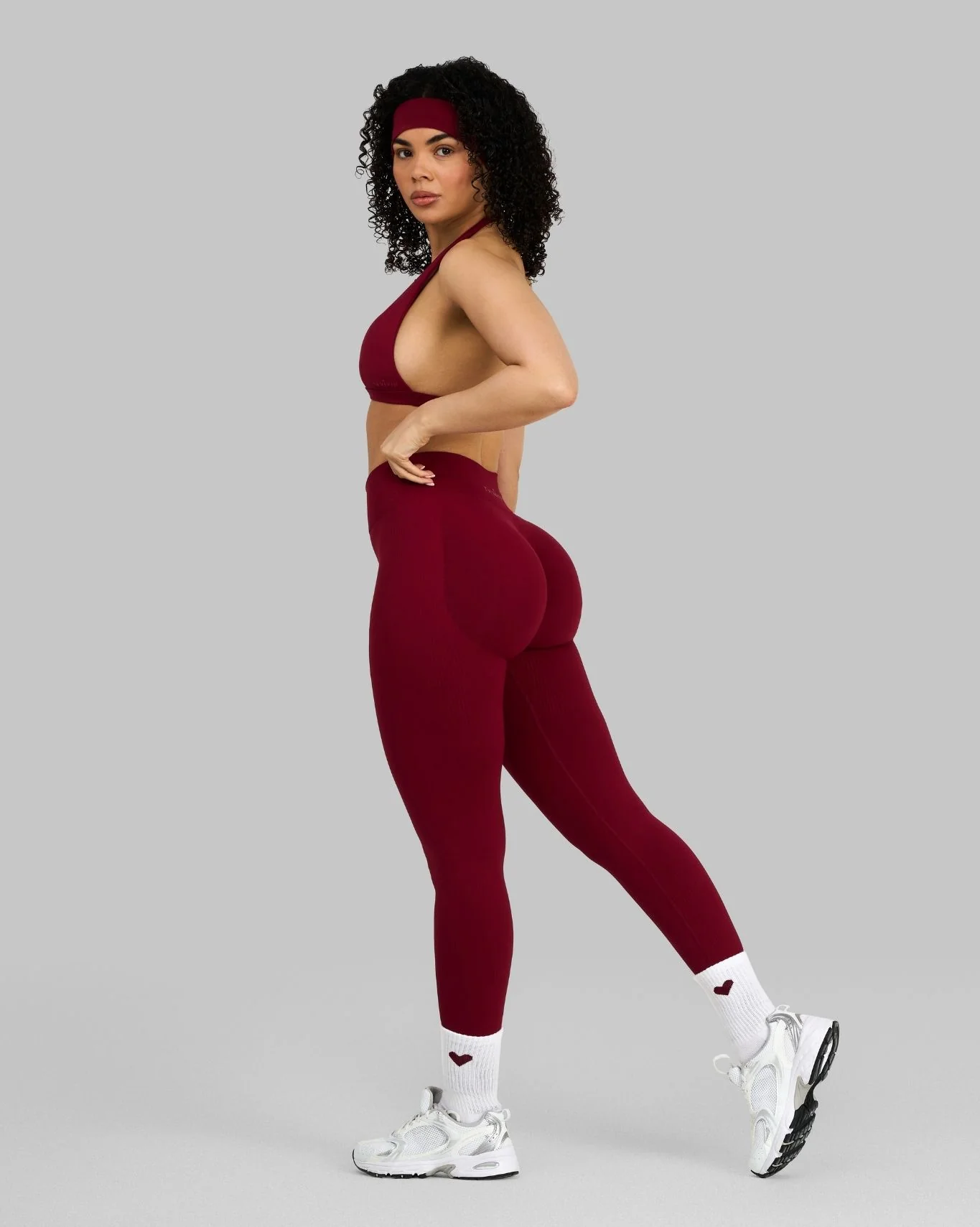 Elevate™ Ribbed Mid-Waisted Contour Leggings | Raspberry - Image 4