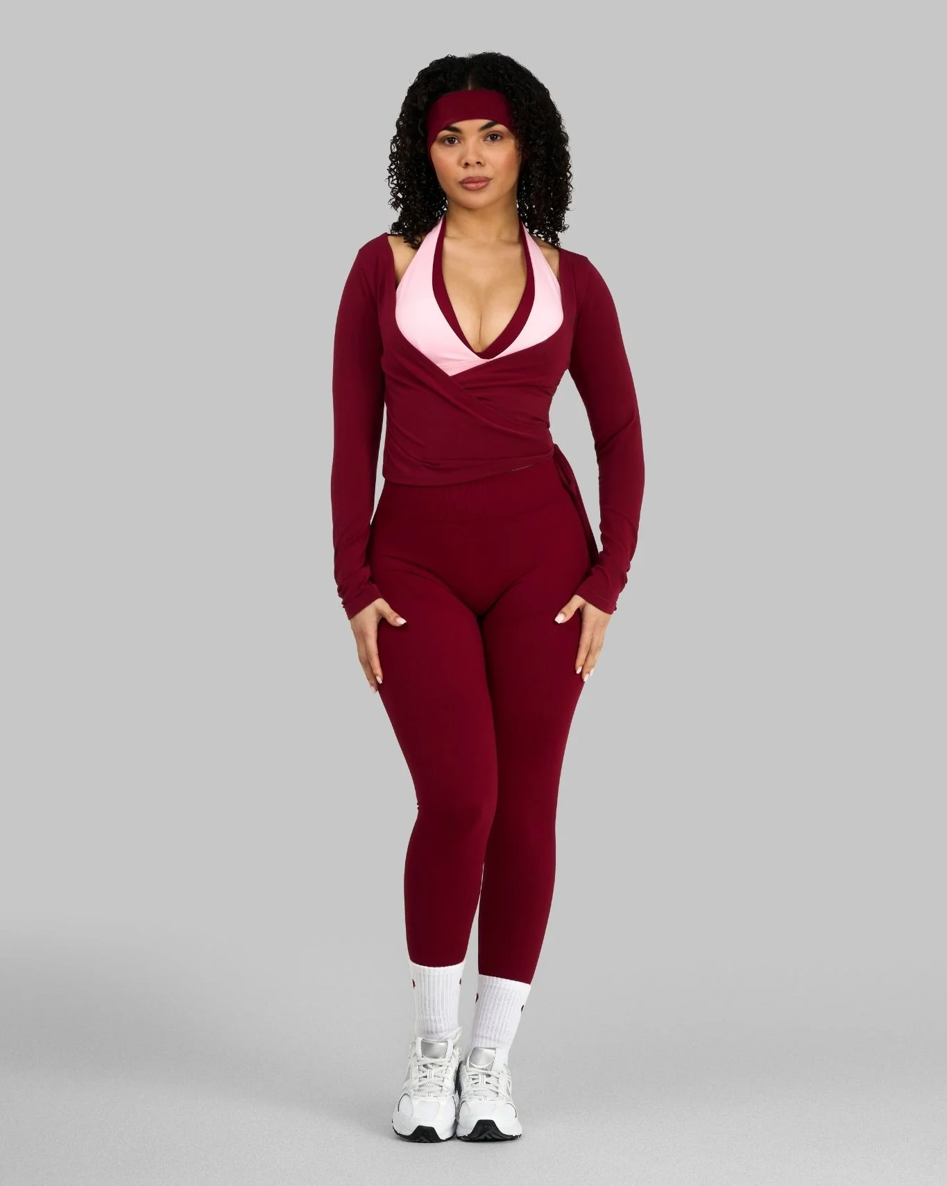 Elevate™ Ribbed Mid-Waisted Contour Leggings | Raspberry - Image 5