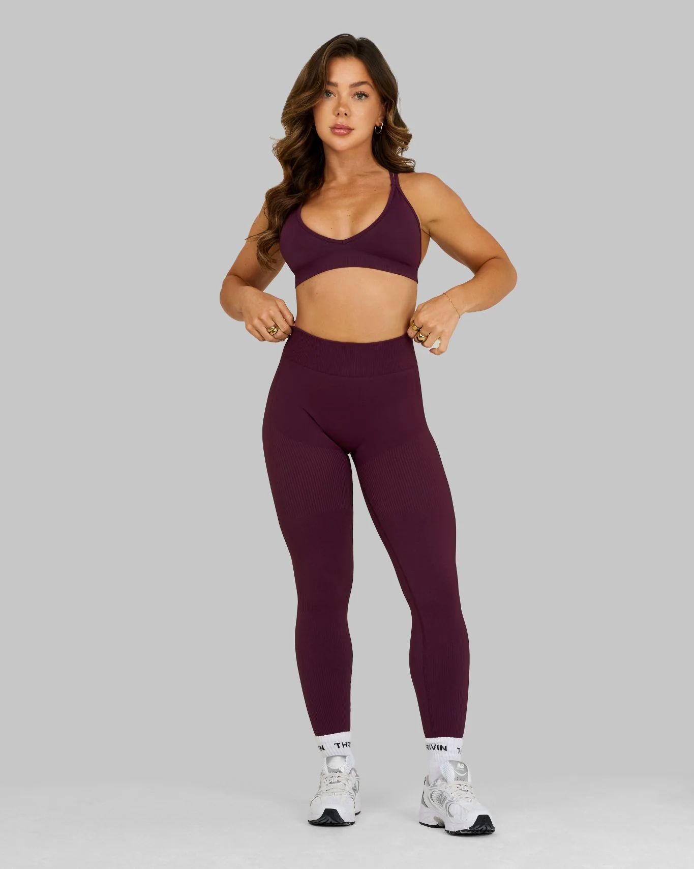Elevate™ Ribbed Mid-Waisted Contour Leggings | Winter Plum - Image 6