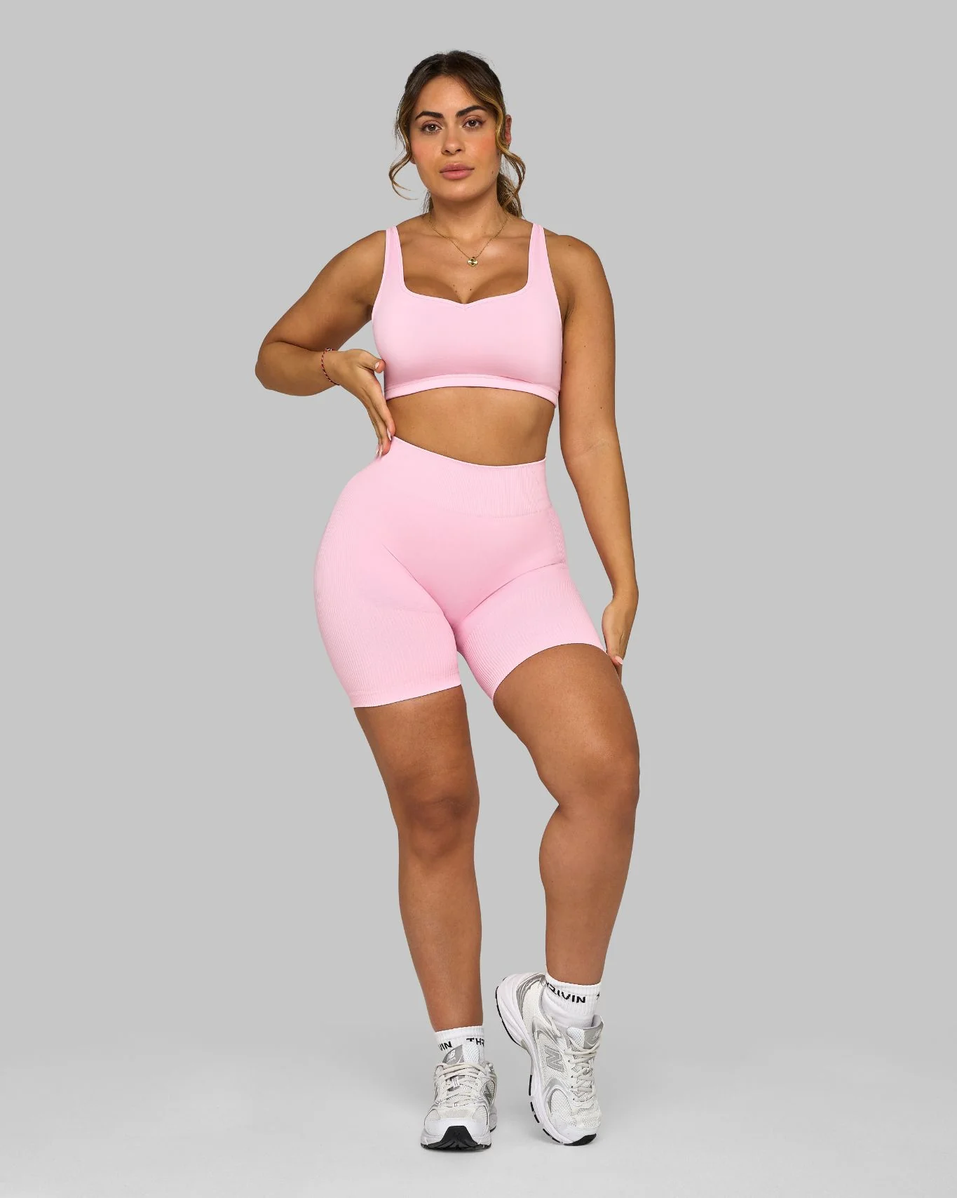 Elevate™ Ribbed Mid-Waisted Contour Shorts | Candy Pink - Image 4