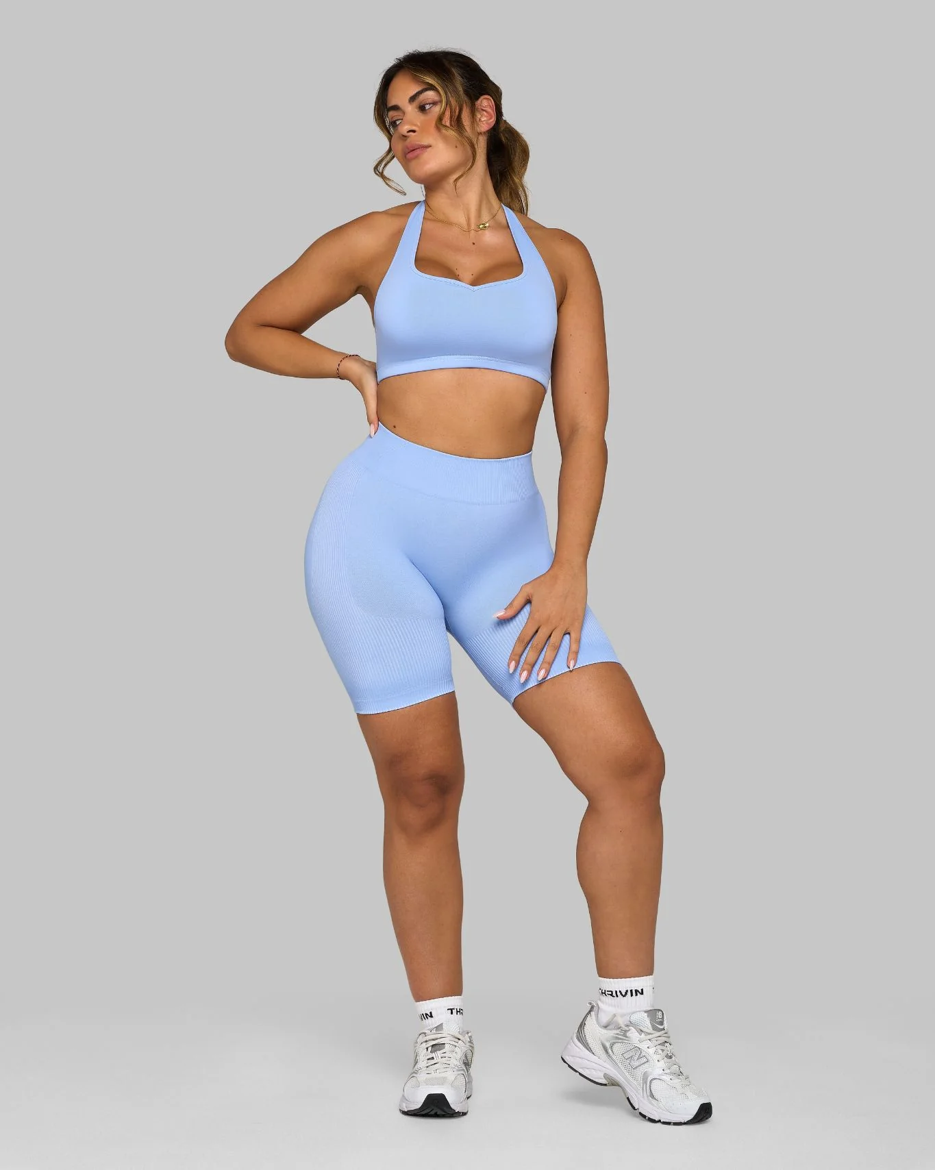 Elevate™ Ribbed Mid-Waisted Contour Shorts | Glacier - Image 5