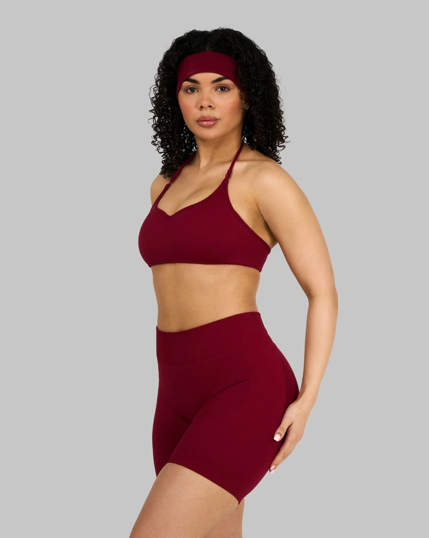 Elevate™ Ribbed Mid-Waisted Contour Shorts | Raspberry - Image 4