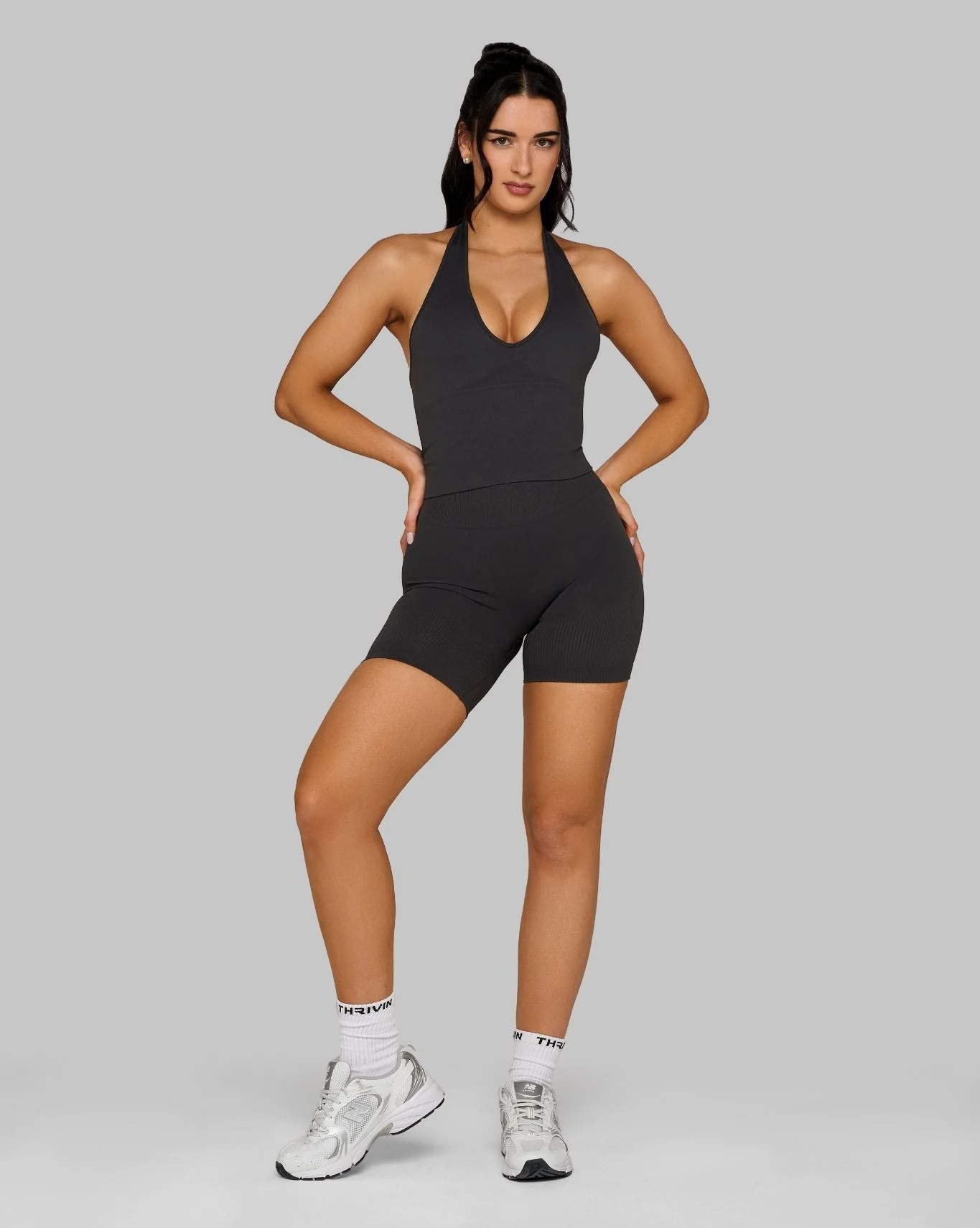 Elevate™ Sculpting Shapewear Top Halterneck | Charcoal Grey - Image 3