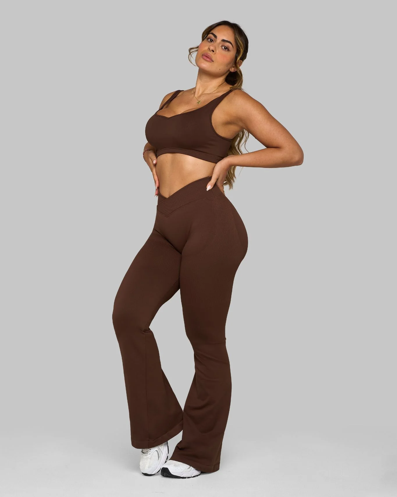 Elevate™ V-Waist Flared Leggings | Bourbon Brown - Image 3