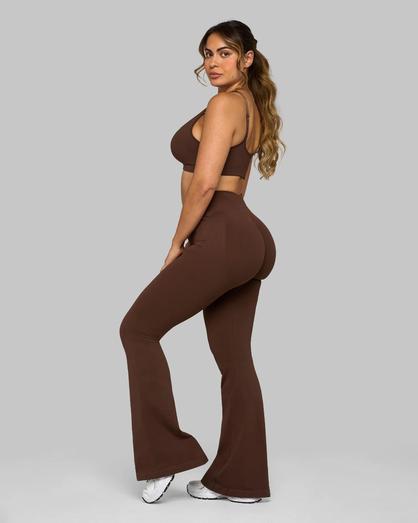 Elevate™ V-Waist Flared Leggings | Bourbon Brown - Image 4