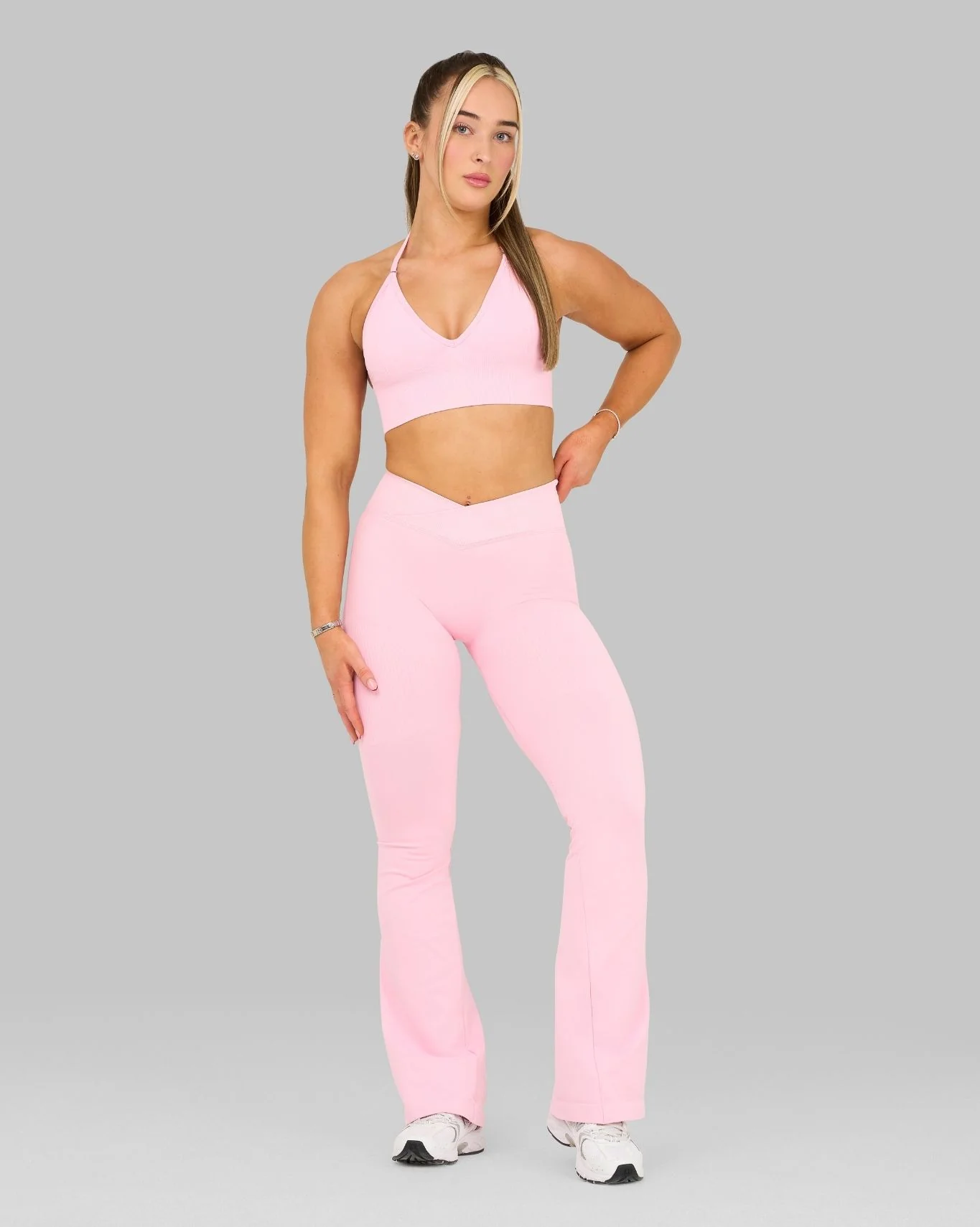 Elevate™ V-Waist Flared Leggings | Candy Pink - Image 5