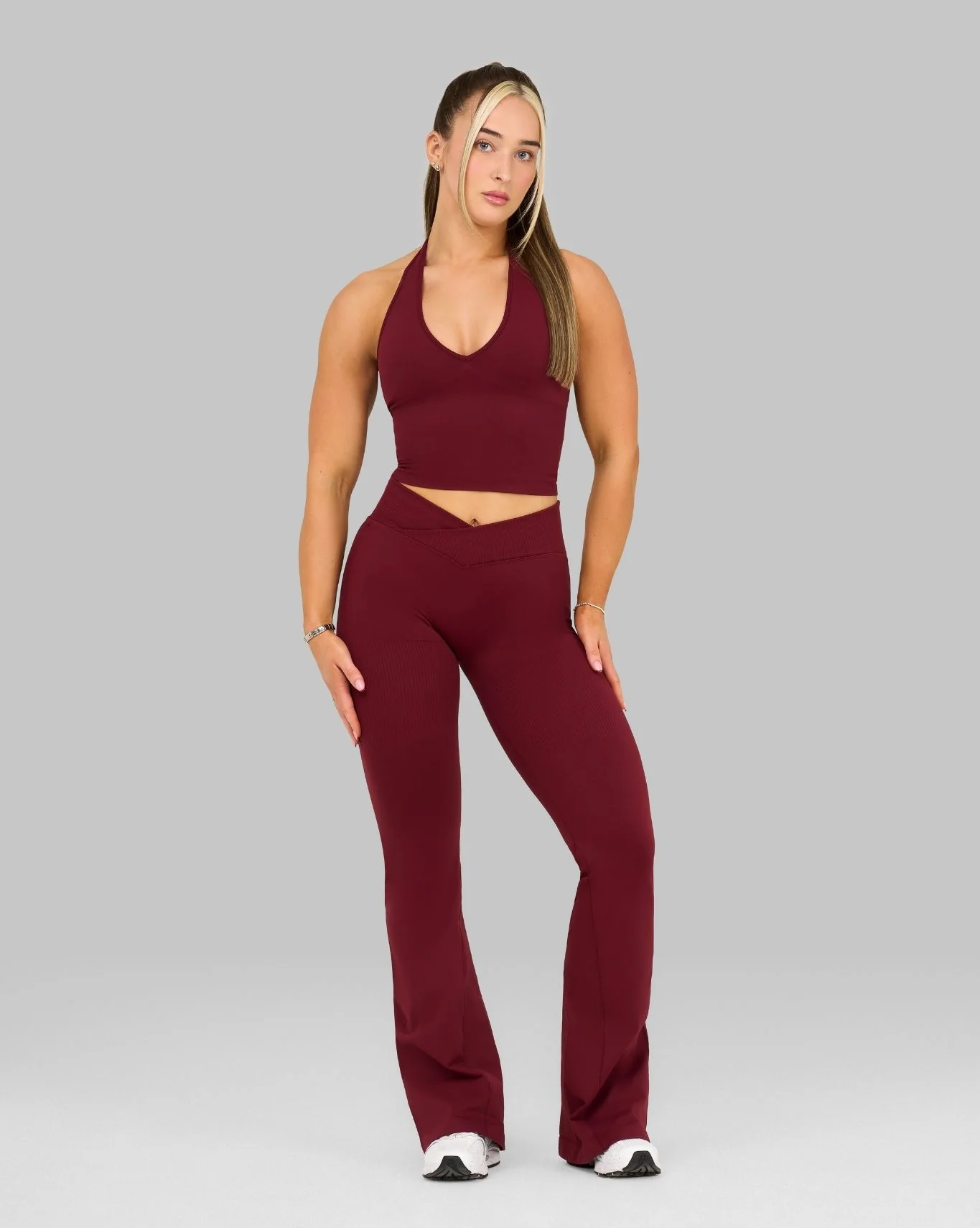 Elevate™ V-Waist Flared Leggings | Fine Wine - Image 3