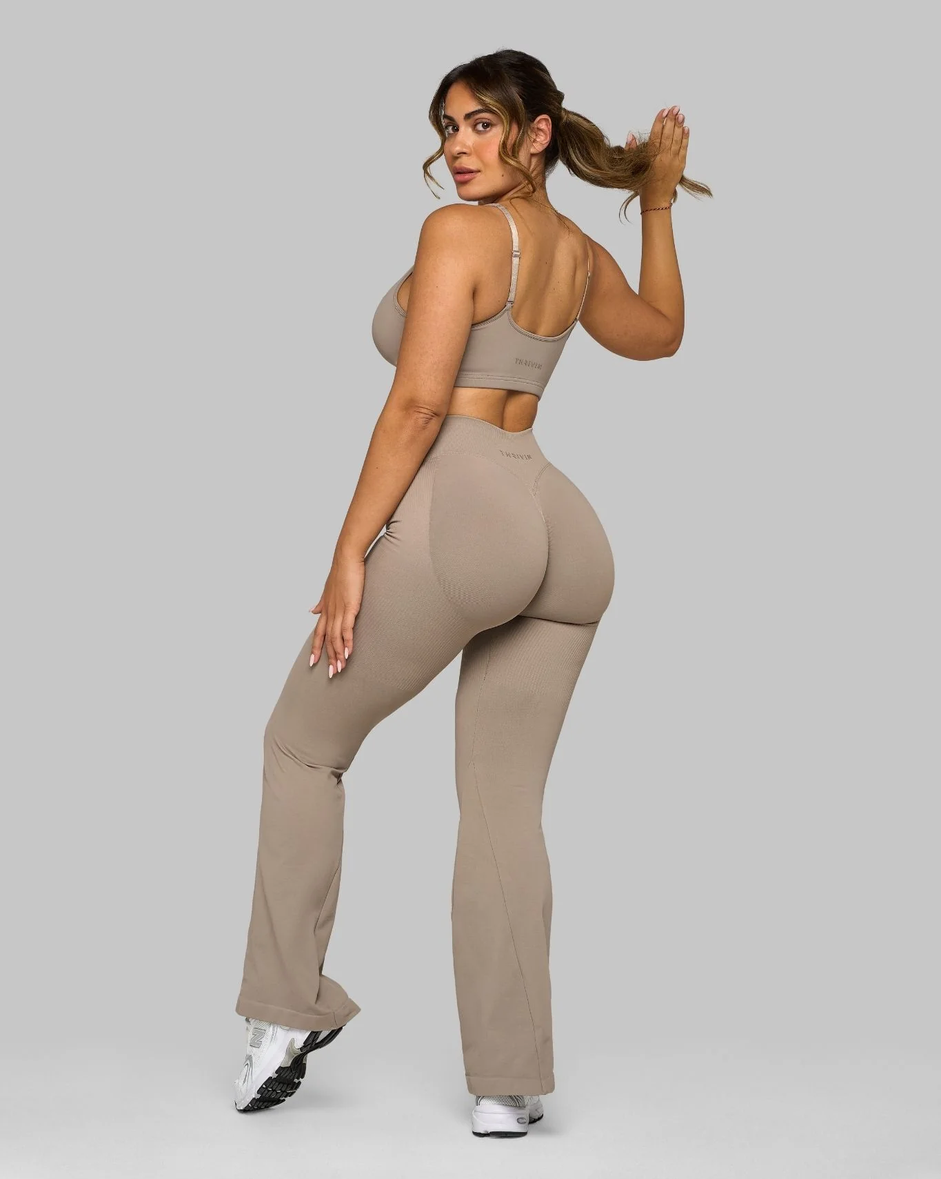 Elevate™ V-Waist Flared Leggings | Latte - Image 5