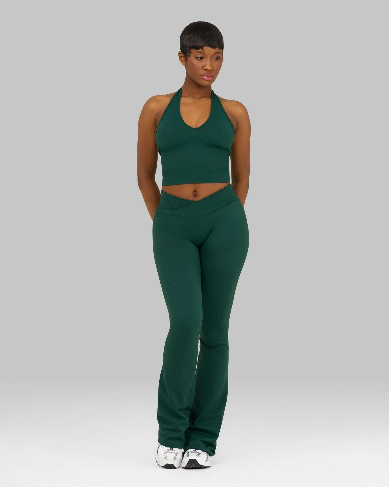 Elevate™ V-Waist Flared Leggings | Pine Green - Image 3