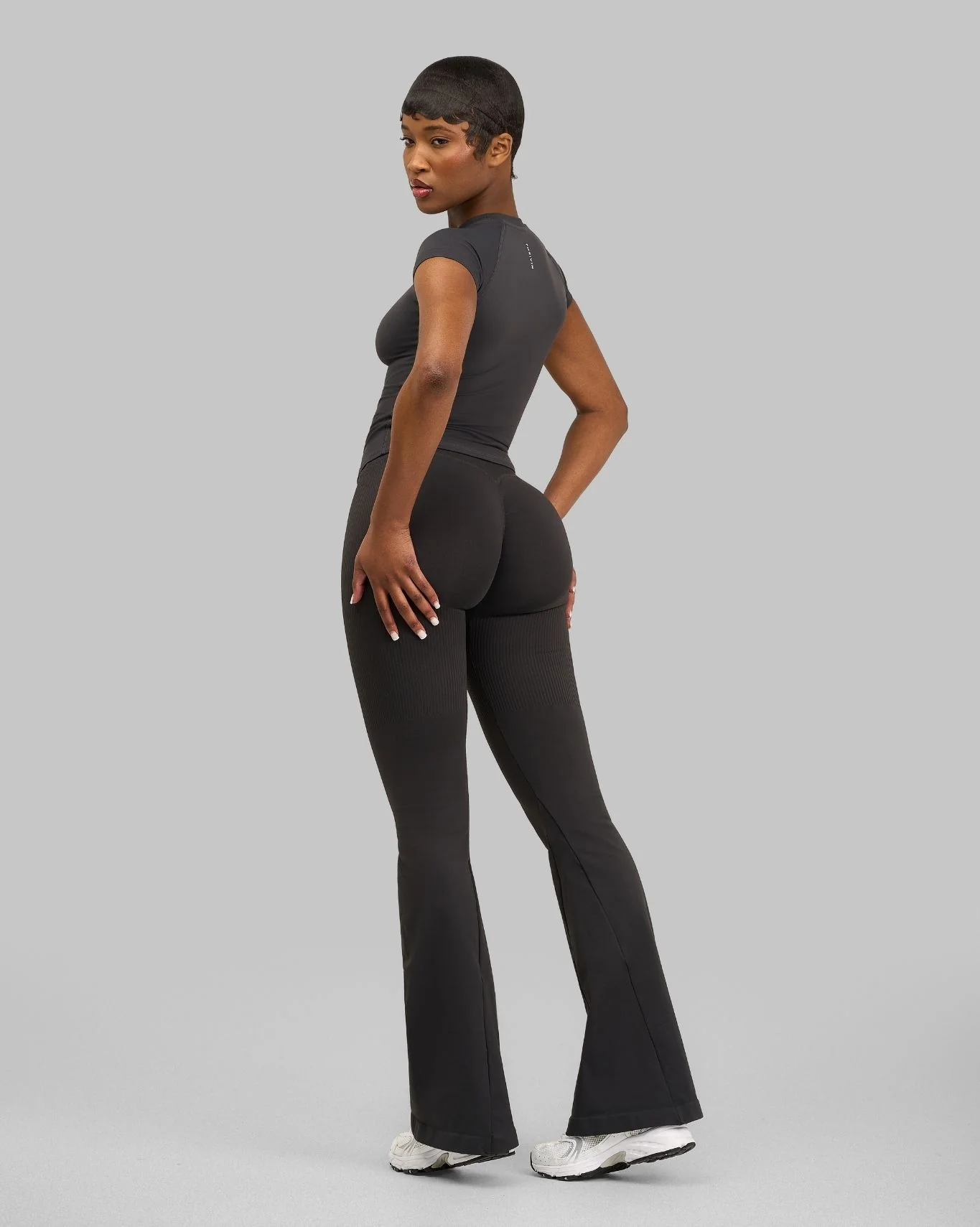 Elevate™ V-Waist Flared Leggings | Charcoal Grey - Image 4