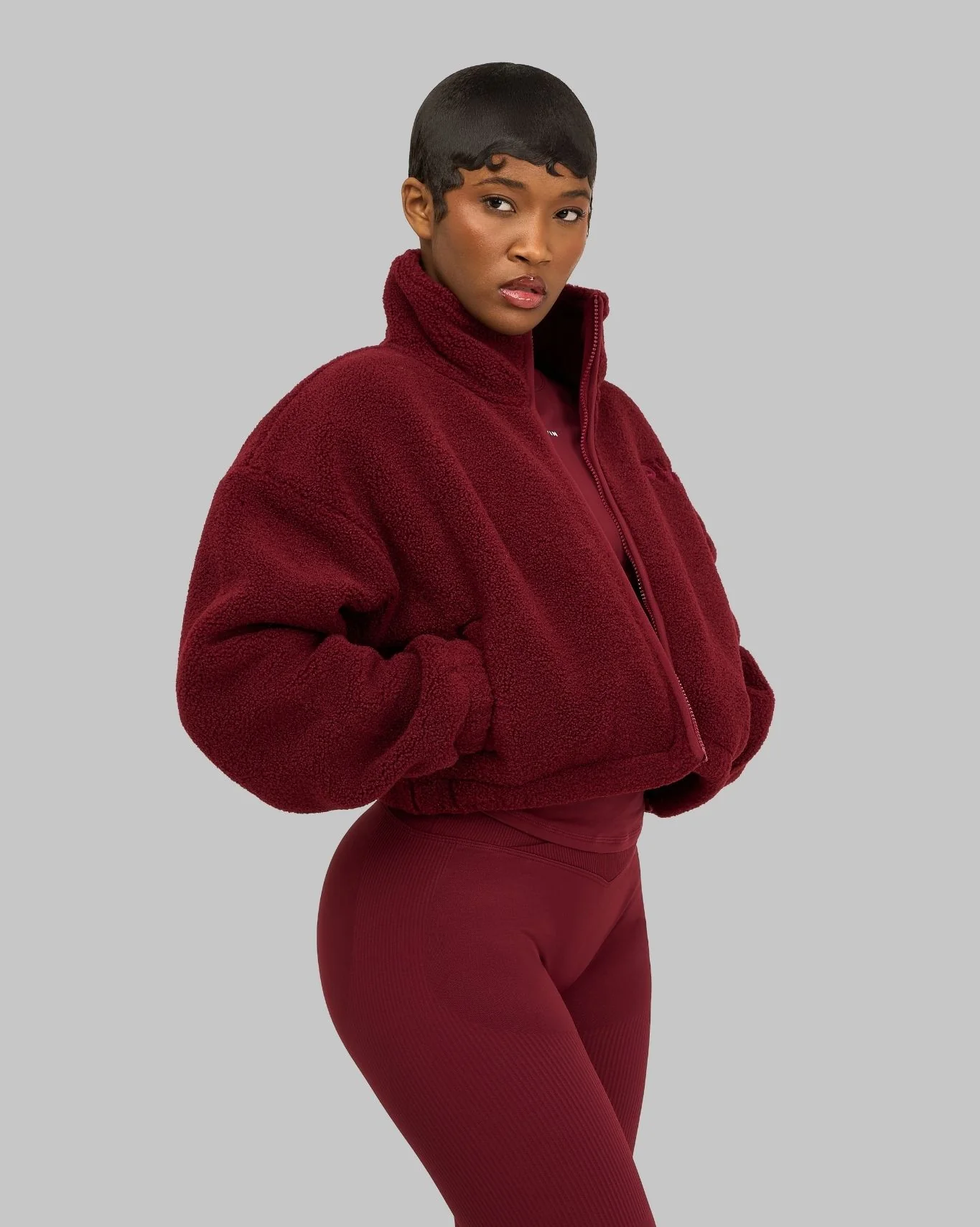 Essential Teddy Fleece Jacket | Fine Wine - Image 3