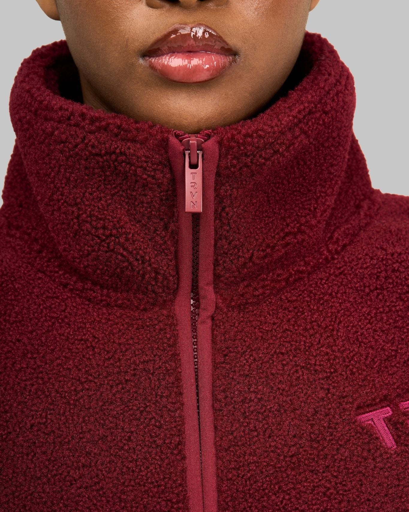 Essential Teddy Fleece Jacket | Fine Wine - Image 5
