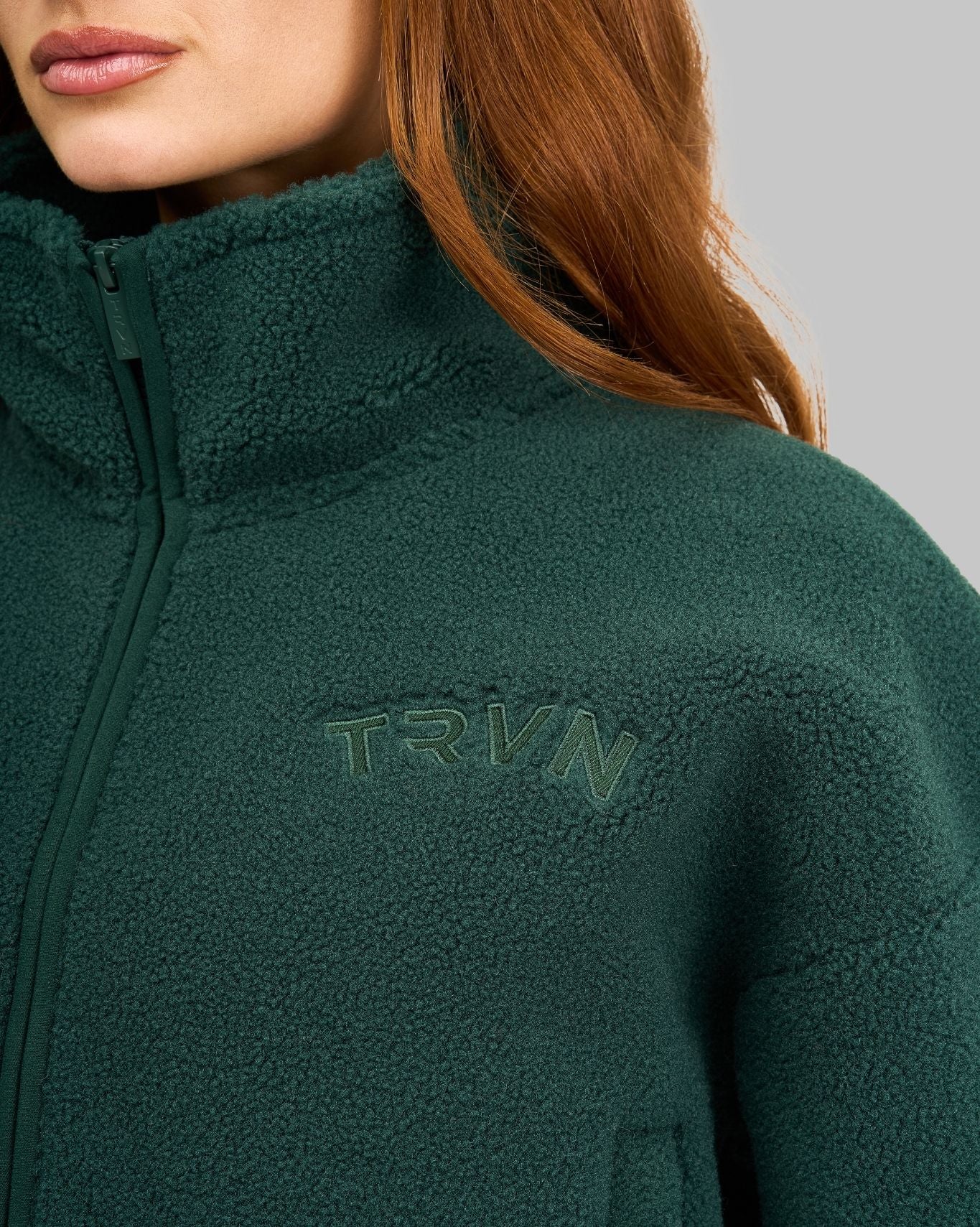 Essential Teddy Fleece Jacket | Pine Green - Image 5